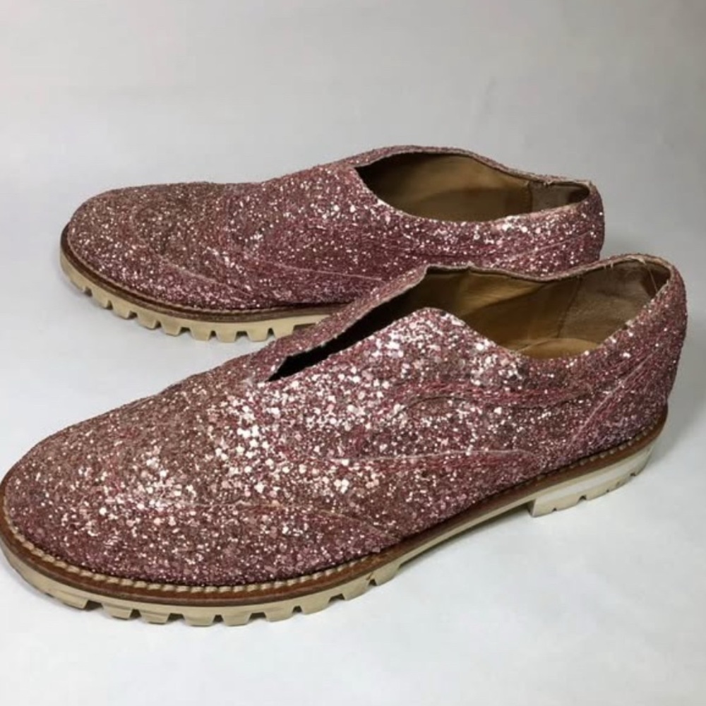 Glittering Rose Genuine Leather Loafers Made in Spain